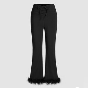 Cider Ribbed Feather Trim Flared Pants – Size L